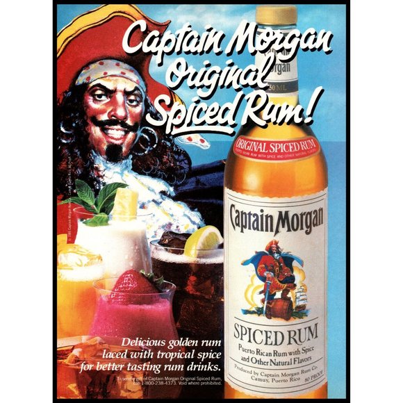 1985 Captain Morgan Spiced Rum Vintage Print Ad Cocktails Pirate Wall Art Photo - Picture 1 of 1